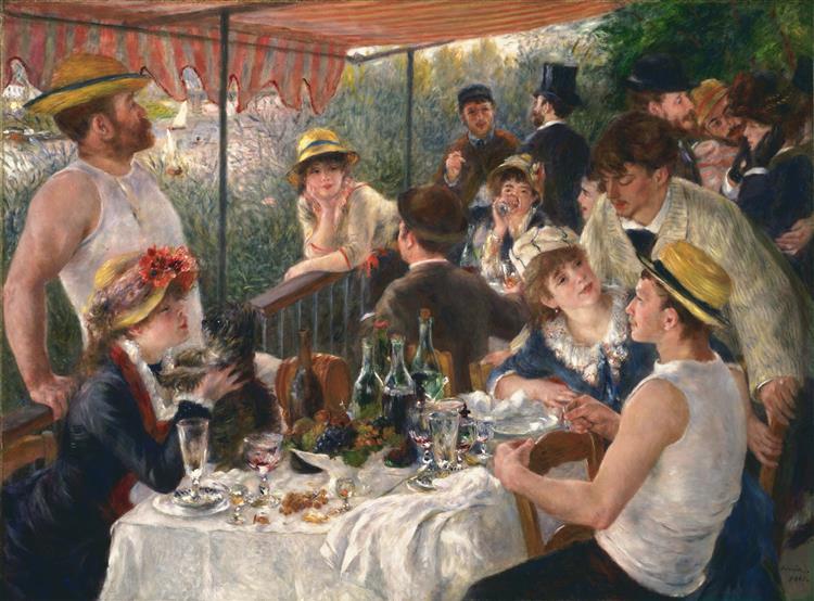 Représentation du tableau "Le déjeuner des canotiers" de Renoir.