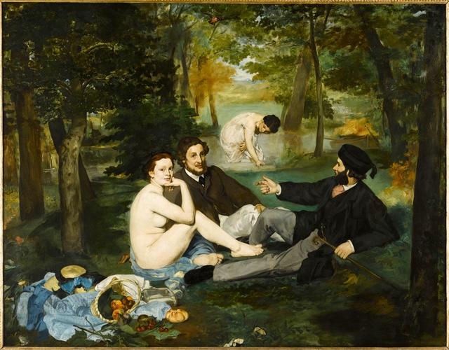 Représentation du tableau de Manet "Le déjeuner sur l'herbe".
