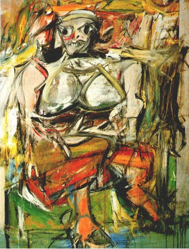 Représentation du tableau "Femme I" de Kooning.