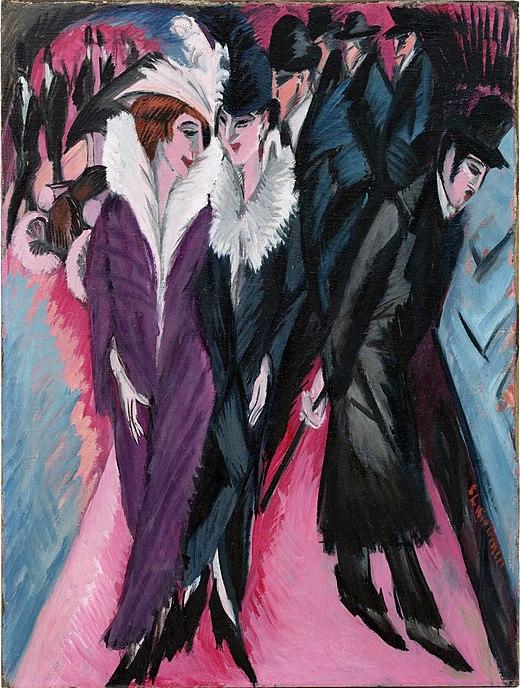 Représentation du tableau "La rue" de Kirchner.