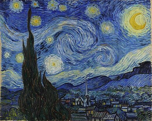 Représentation du tableau de Van Gogh "Nuit étoilée".