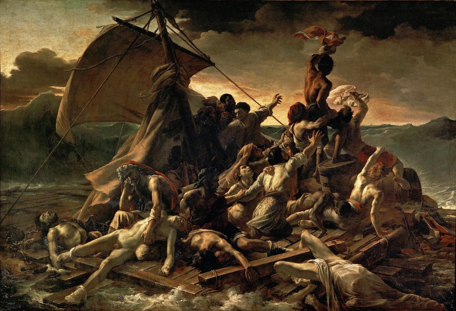 Représentation du tableau "Le radeau de la méduse" de Géricault.