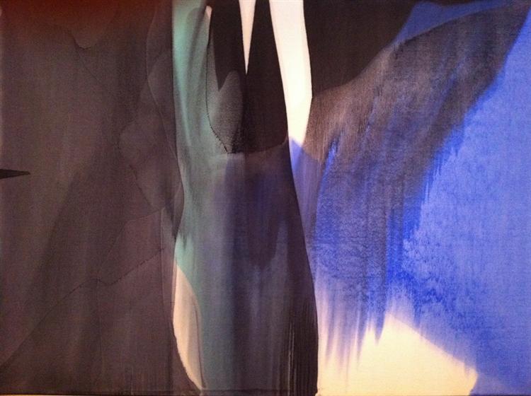 Représentation du tableau "Seal" de Morris Louis.