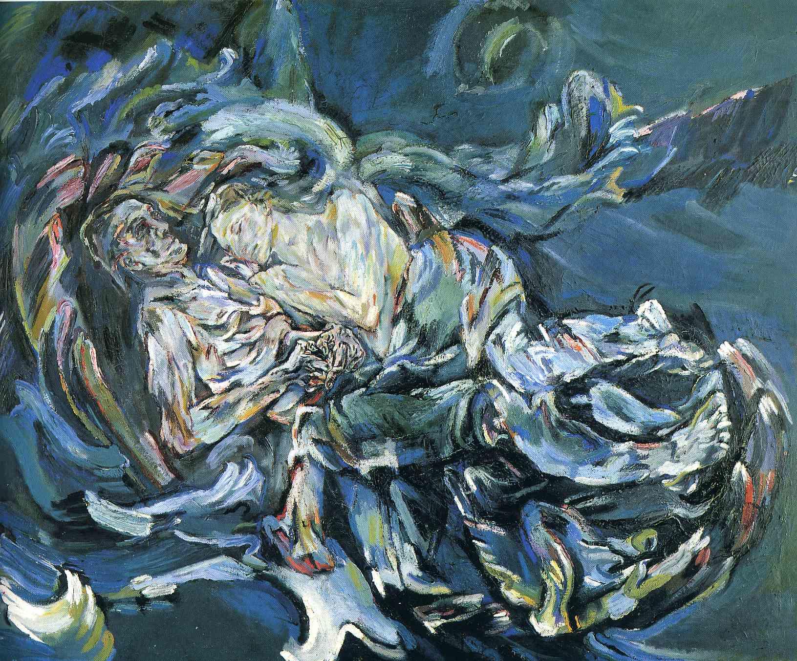 Représentation du tableau "Tempête" de Kokoschka.