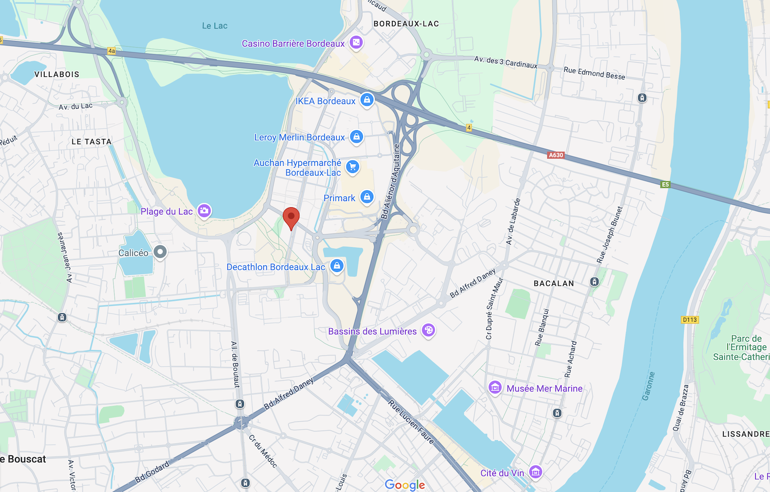 Capture d'écran de Google Maps Bordeaux.