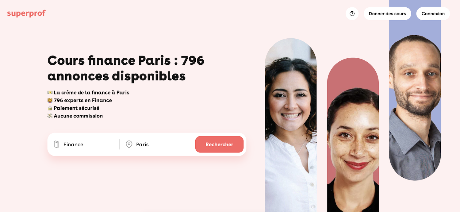 Site de Superprof pour prendre des cours de finance.