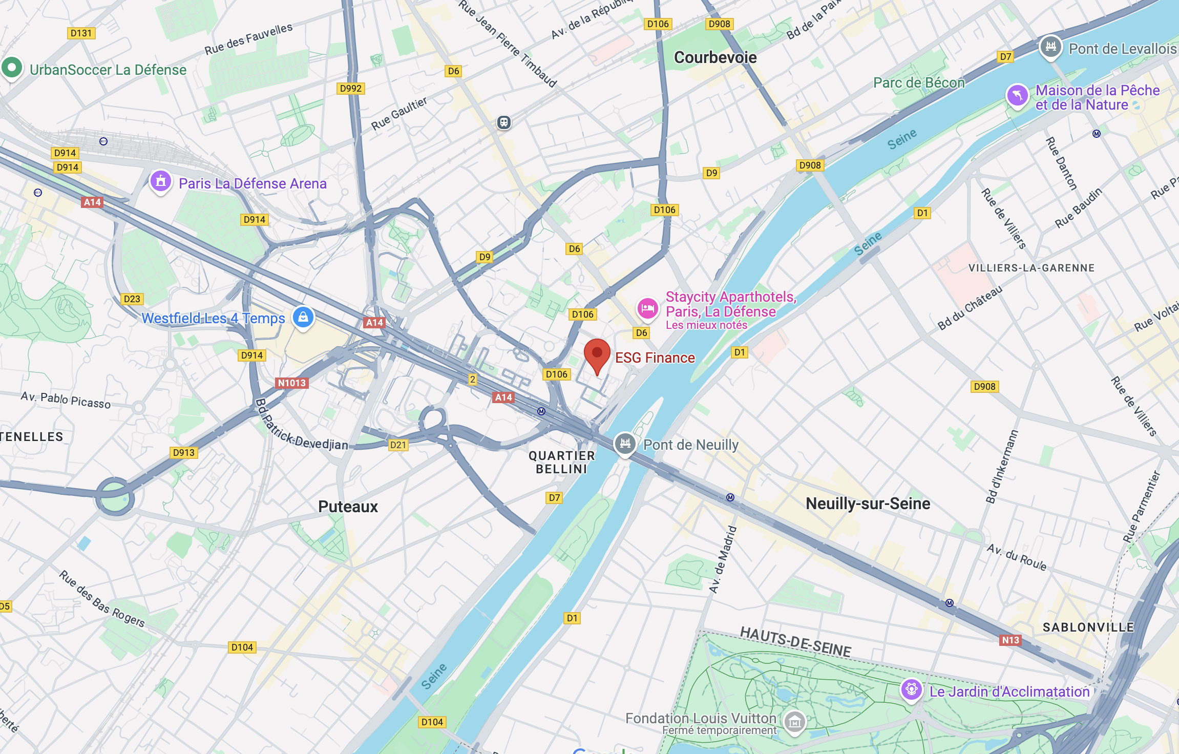 Capture d'écran de ESGF Paris sur Google Maps.