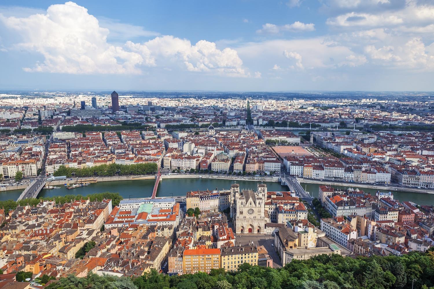Vue du ciel de la ville de Lyon