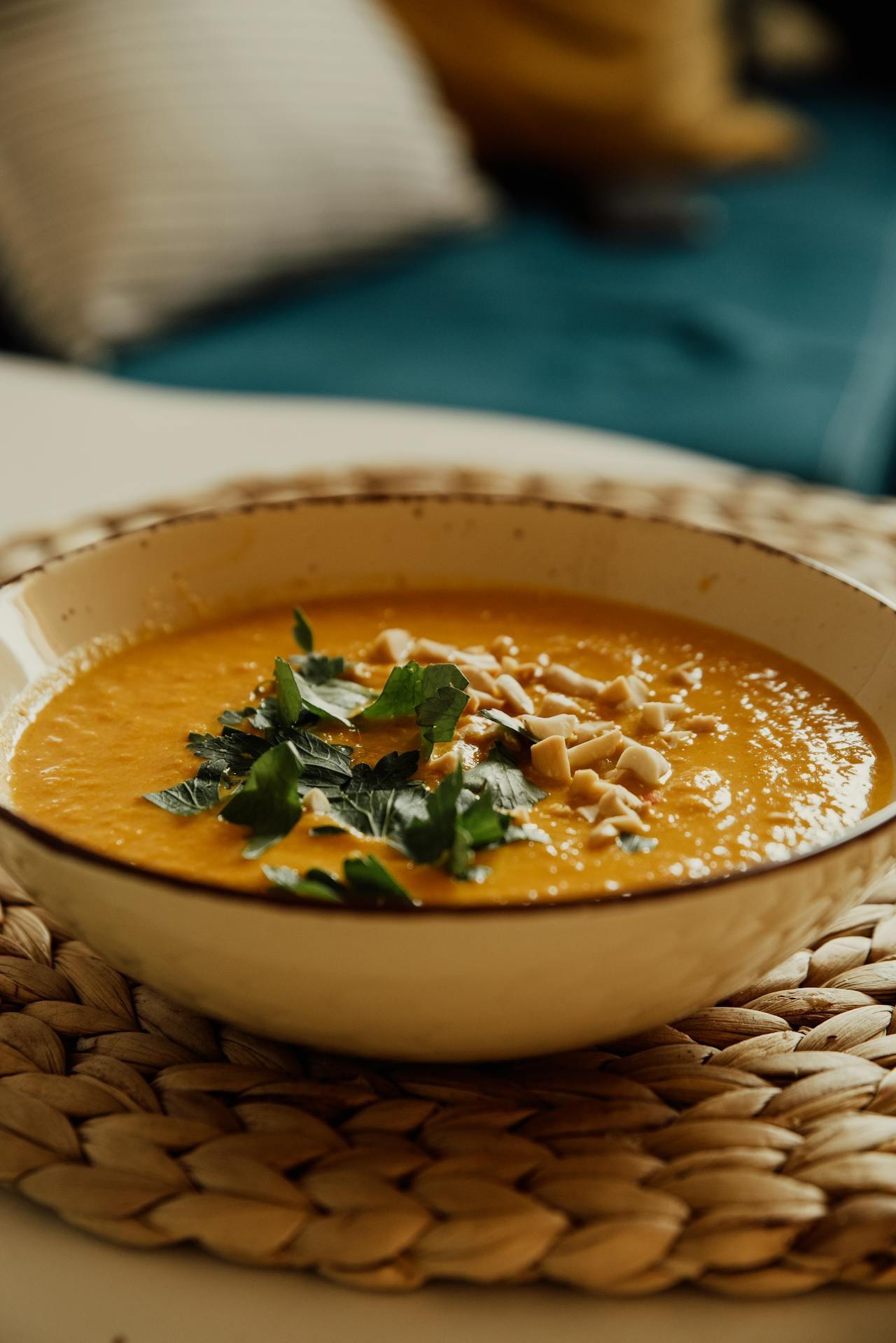 Bol de soupe au potimarron. 