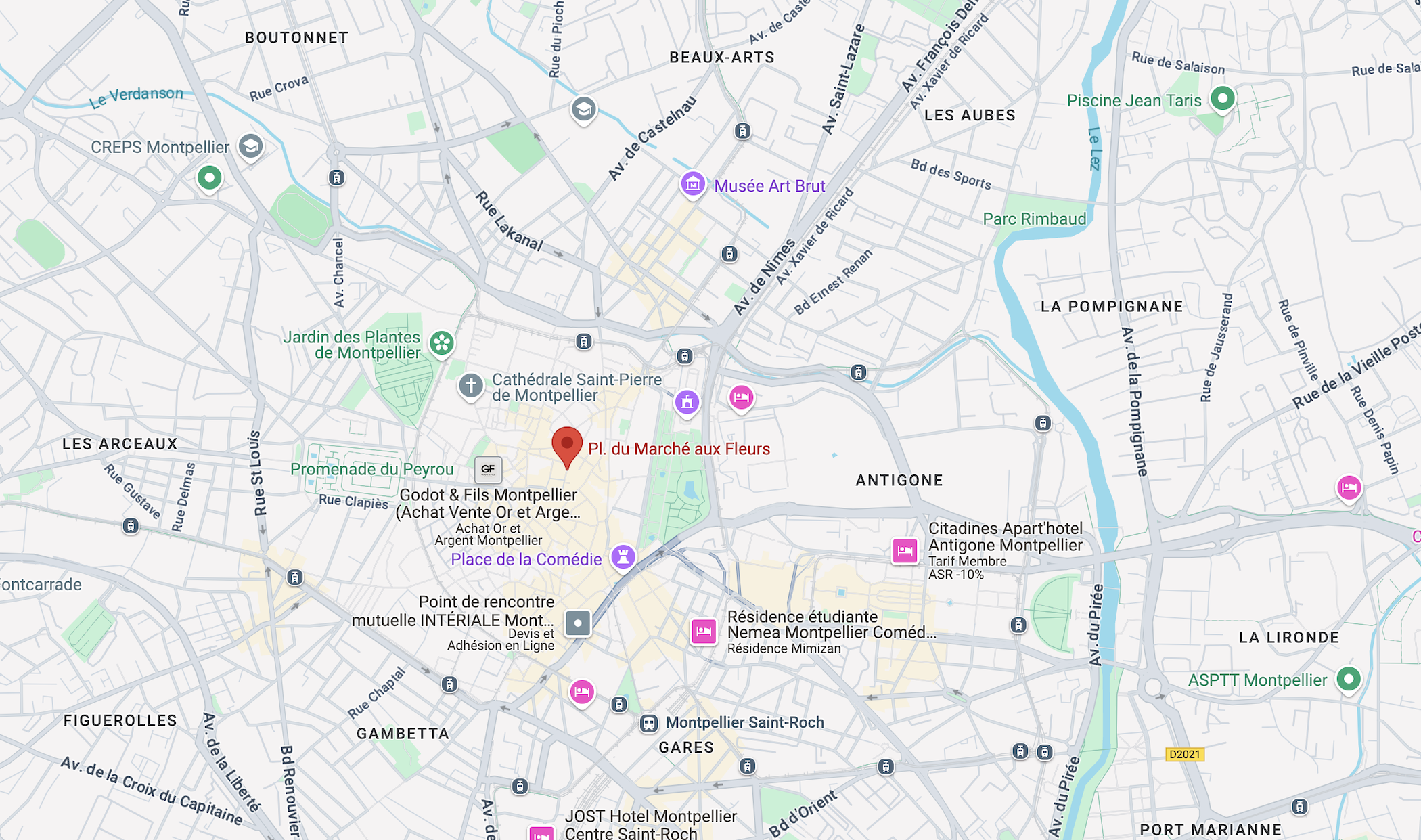 Capture maps Marché aux fleurs Montpellier