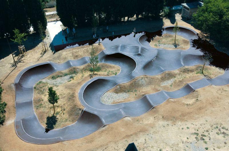 Vue aérienne du pumptrack Montcalm à Montpellier