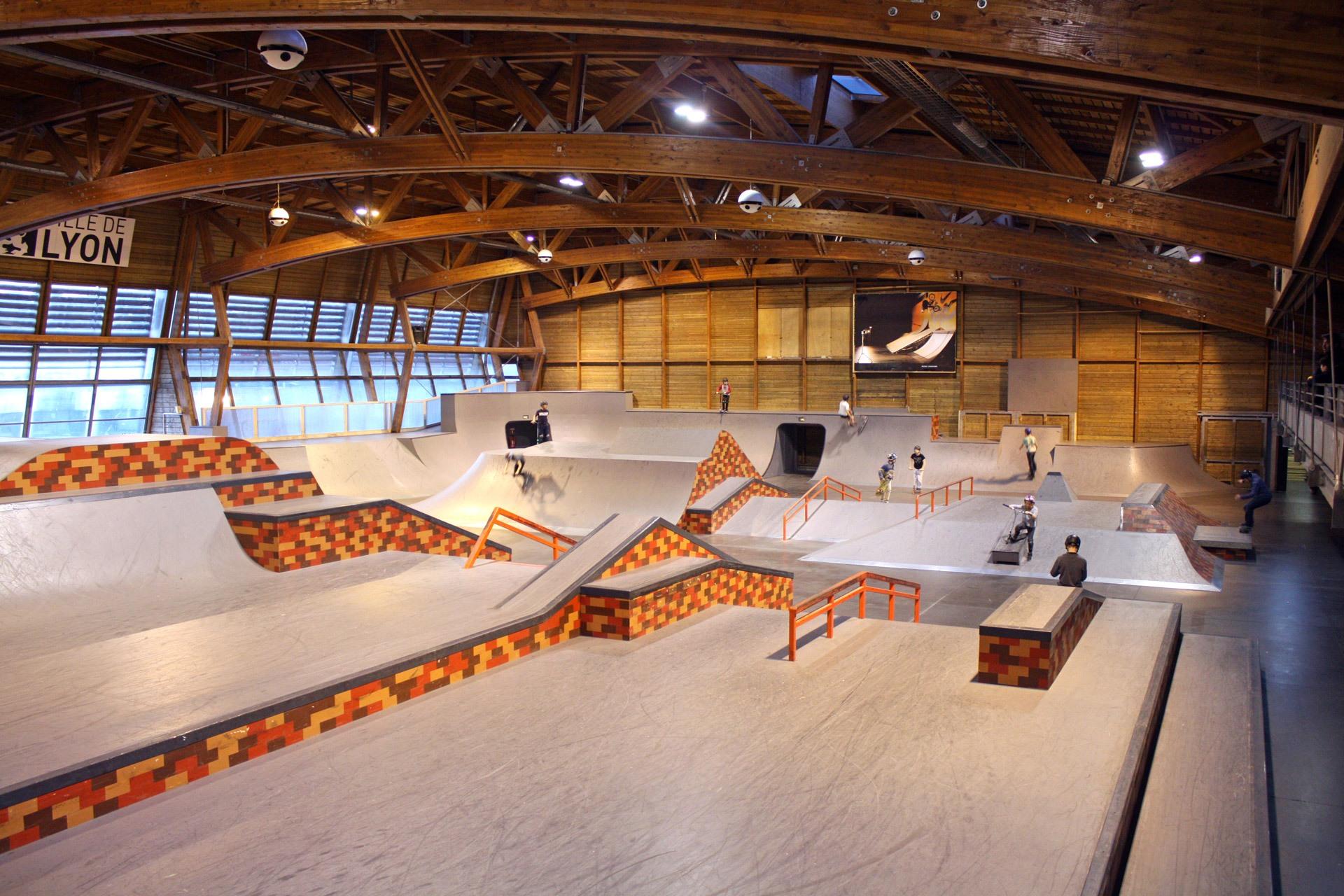 Vue du skatepark indoor de Lyon-Gerland.
