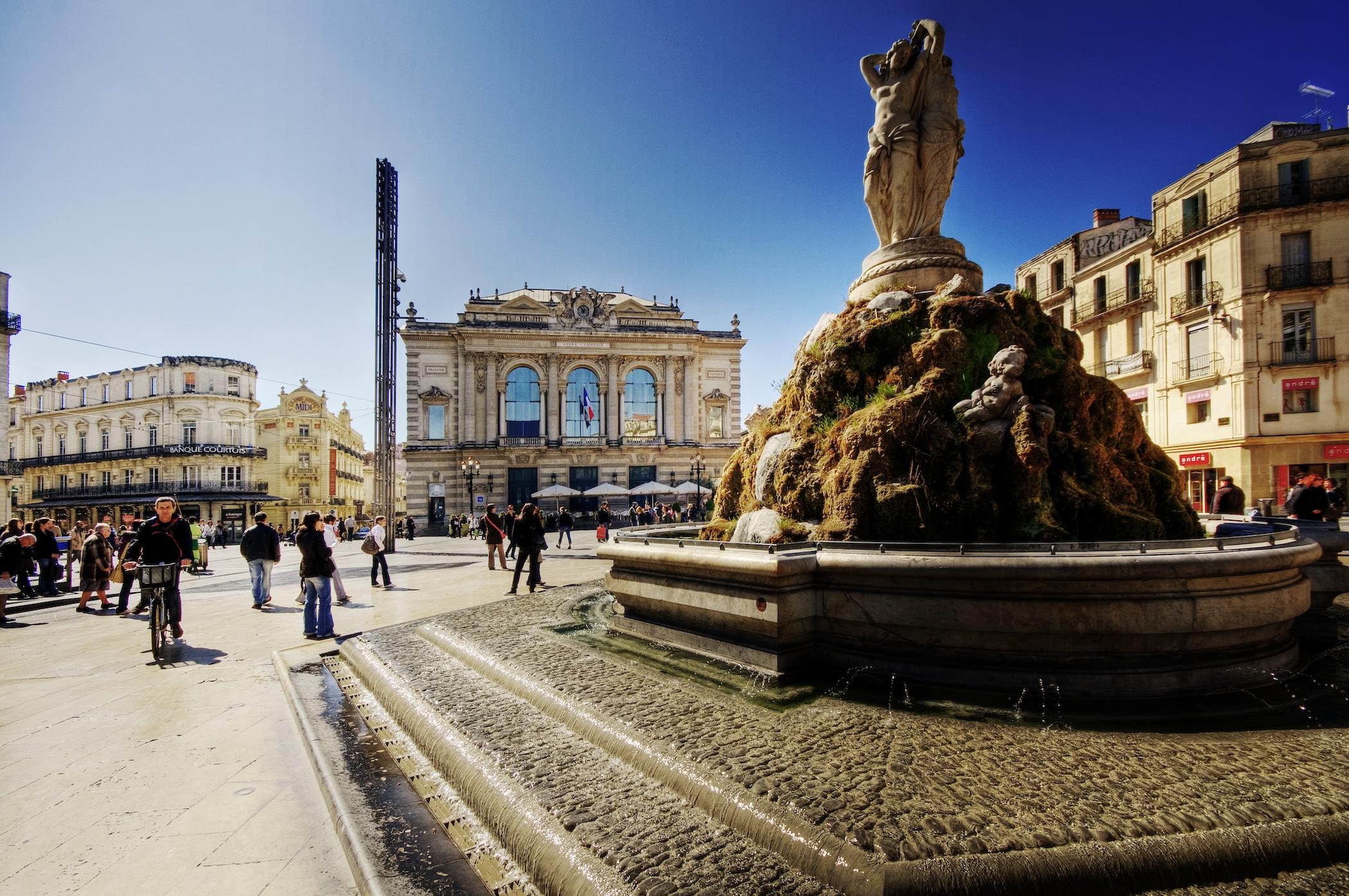Vue sur la place de la Comédie à Montpellier