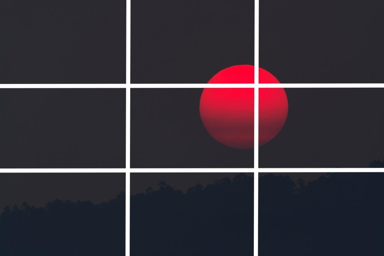 Coucher de soleil pour illustrer la règle des tiers.