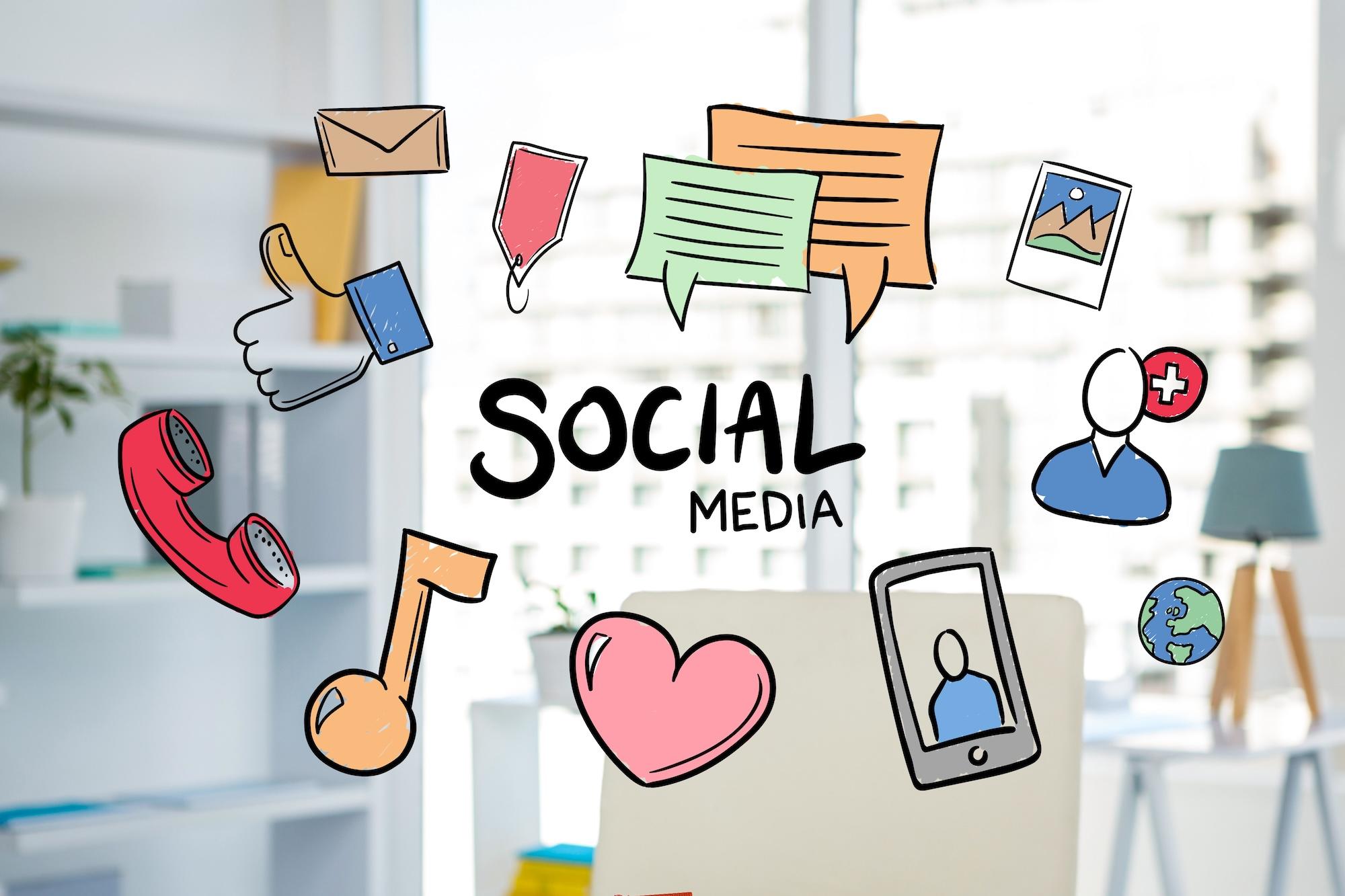 Illustrations dessinées à la main sur les réseaux sociaux