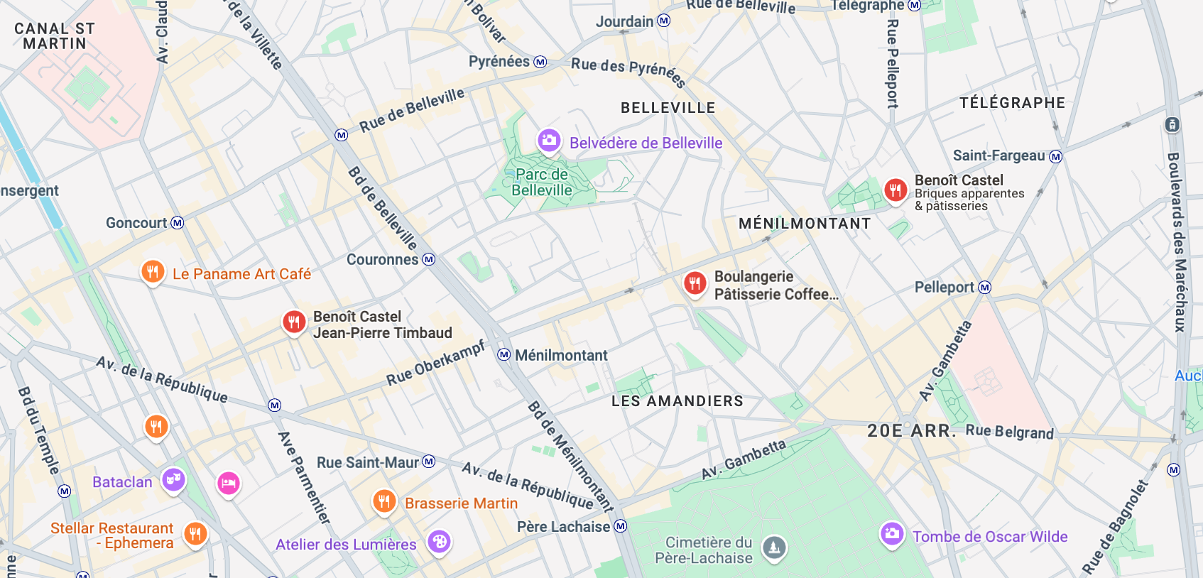 Capture d'écran de l'emplacement des boutiques de Benoît Castel.