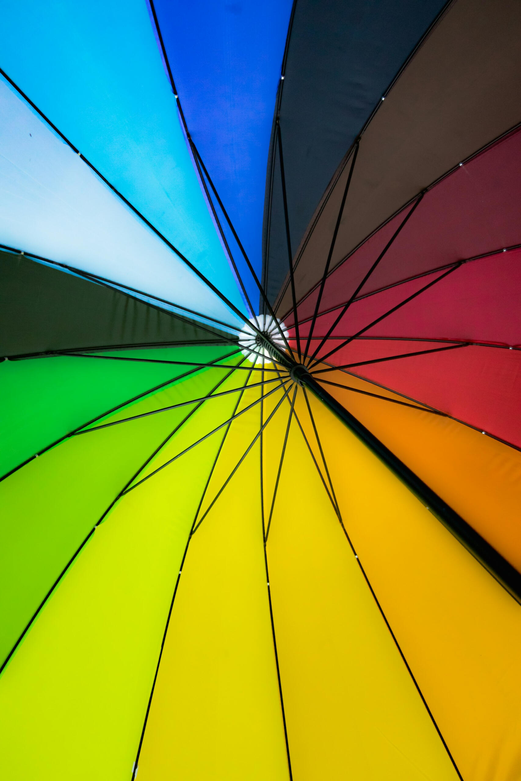 parapluie représentant le cercle chromatique 