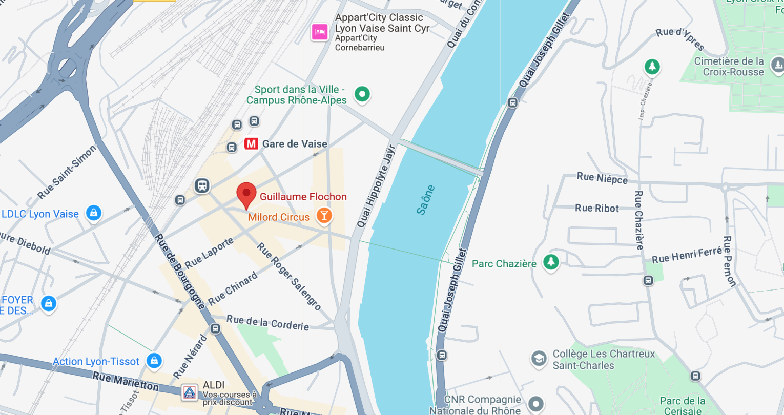 Capture d'écran de l'emplacement de la boutique de Guillaume Flochon à Lyon. 