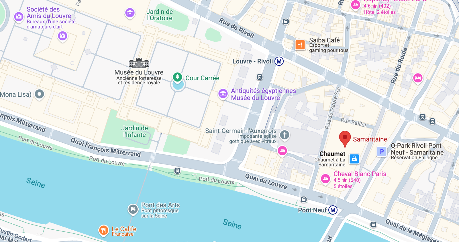 Capture d'écran de l'emplacement de La Samaritaine à Paris.