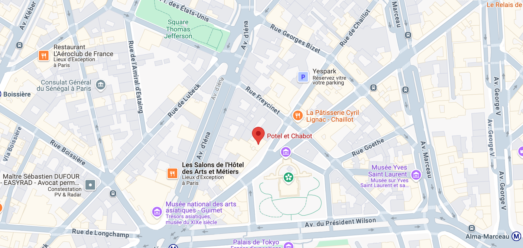 Capture d'écran de l'emplacement de Potel et Chabot à Paris.