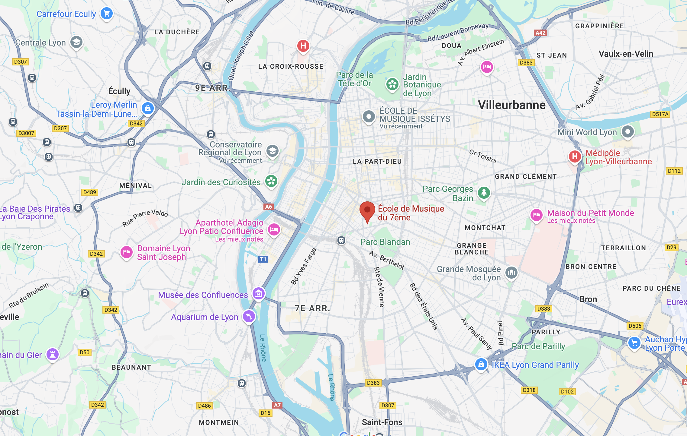 Capture écran maps EM7 Lyon