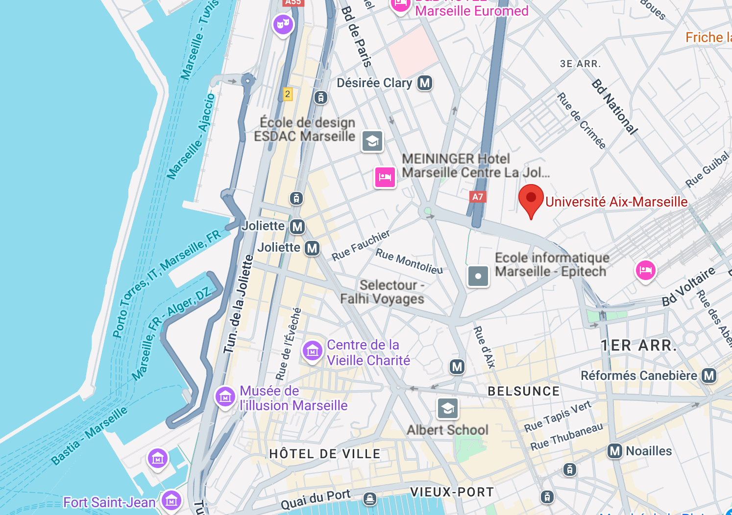 Localisation de l'UaM à Marseille