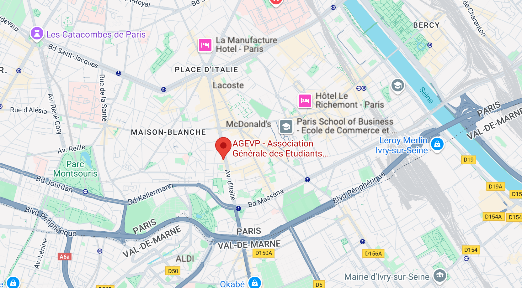 Localisation de l'AGVEP de Paris