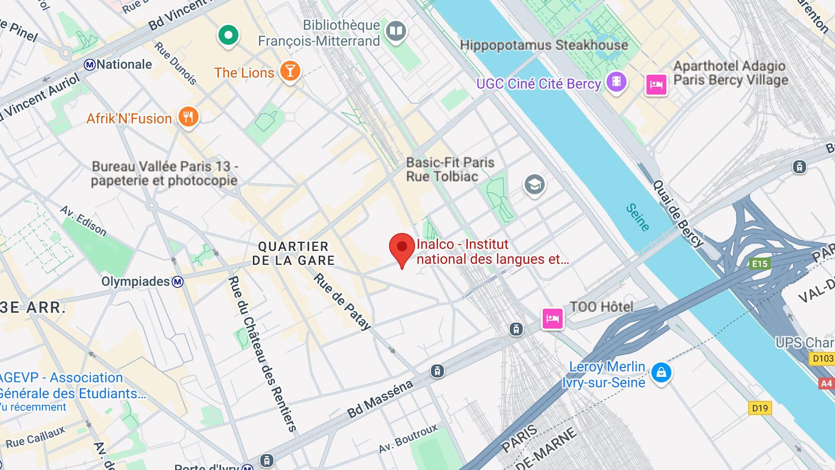 Localisation de l'INALCO à Paris
