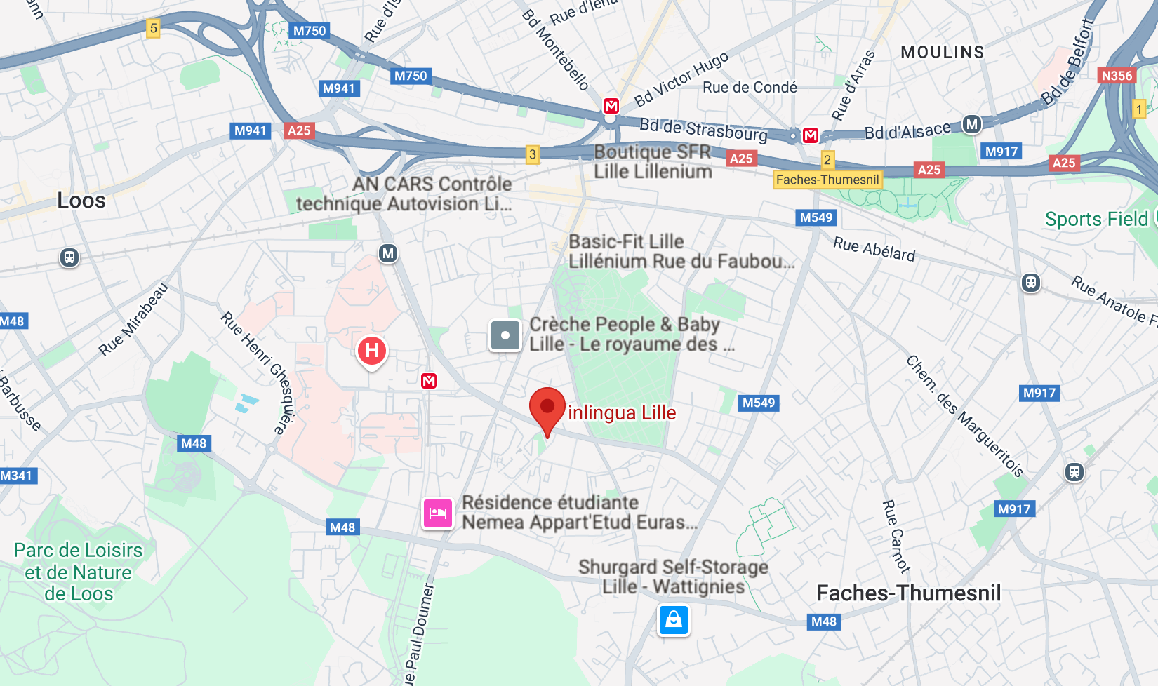 Localisation de l'école InLingua Lille