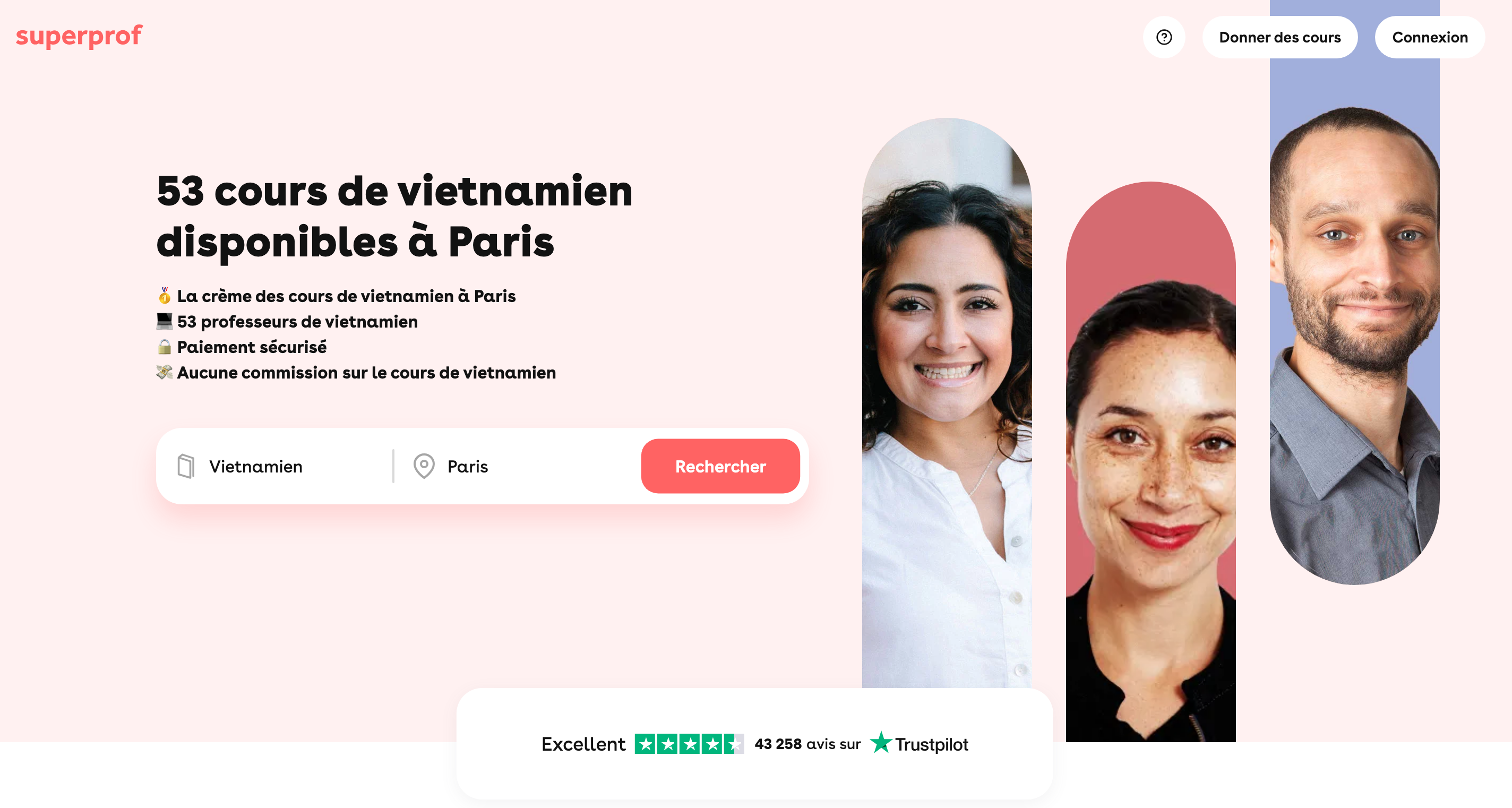 Extrait de la page vietnamien à Paris de Superprof