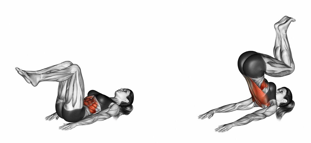 Schéma montrant la réalisation du reverse crunch