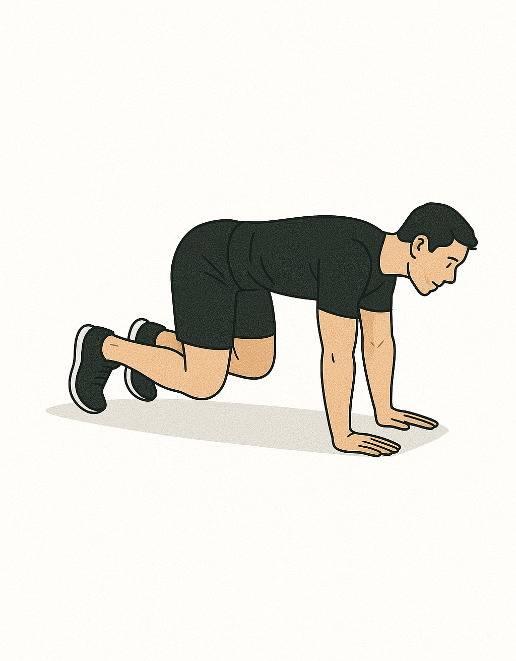 Dessin d'un homme effectuant l'exercice bear plank dynamique. 