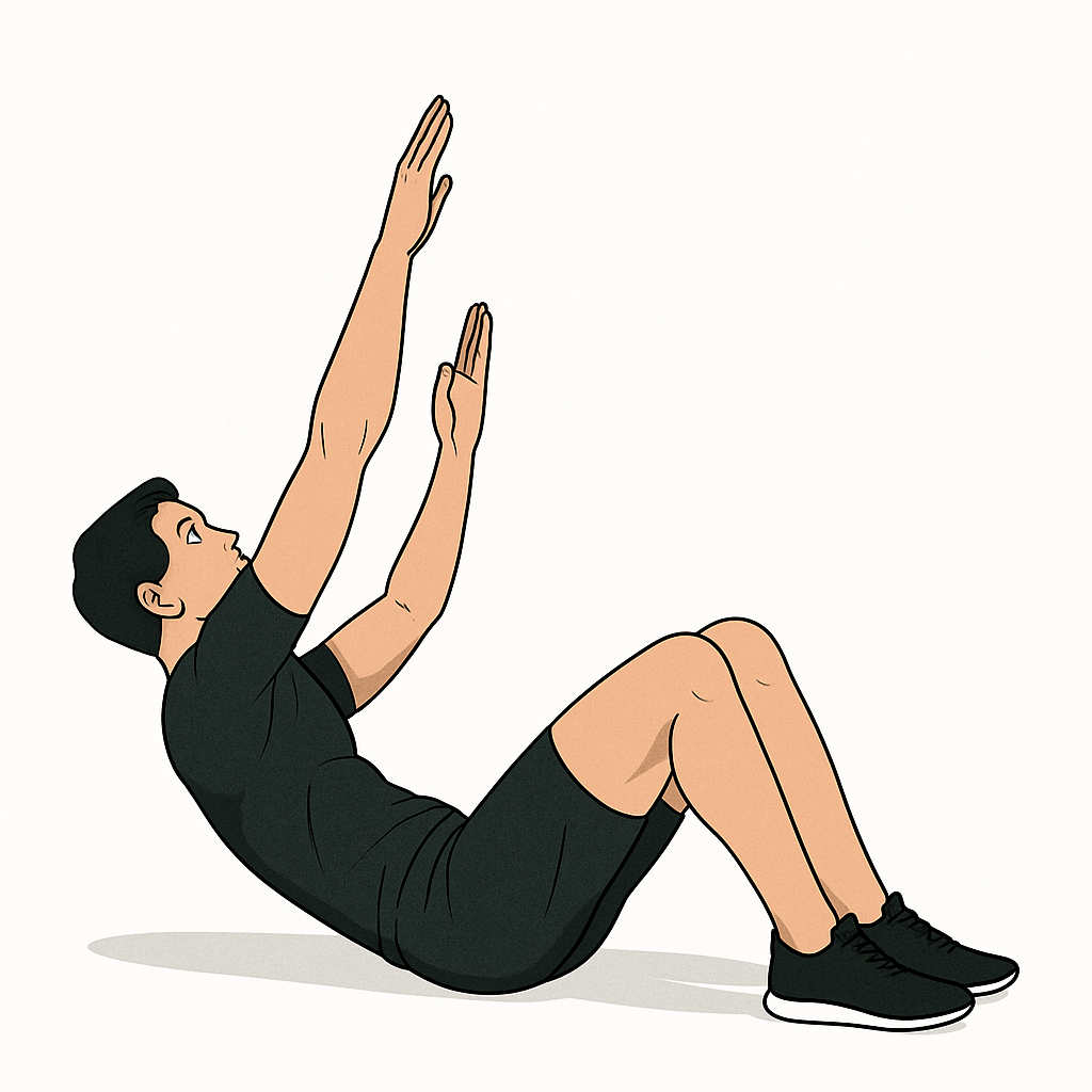 Dessin d'un homme réalisant une montée de corde pour les abdos. 