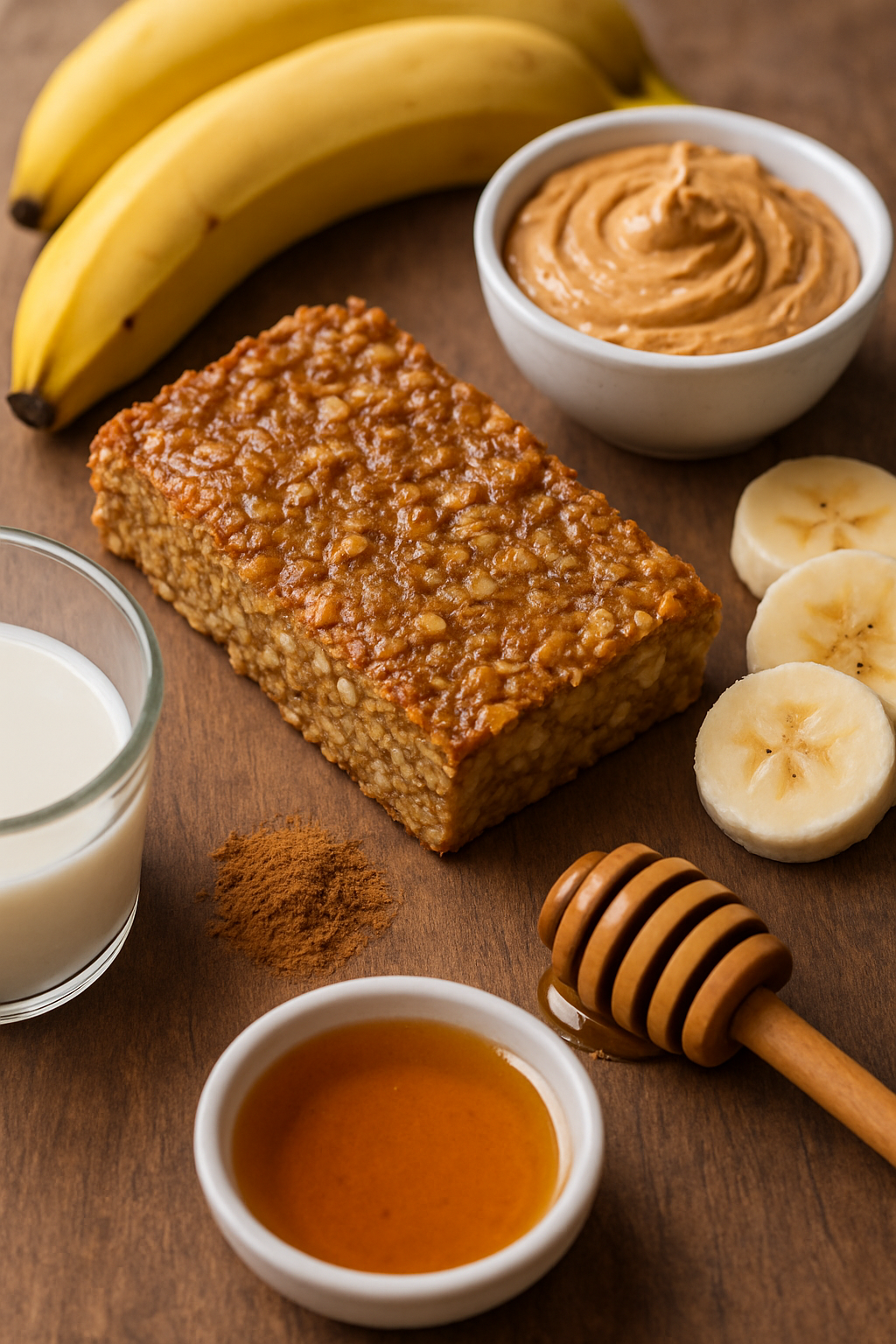 Barre de céréales protéinée au miel, aux bananes et au beurre de cacahuètes.