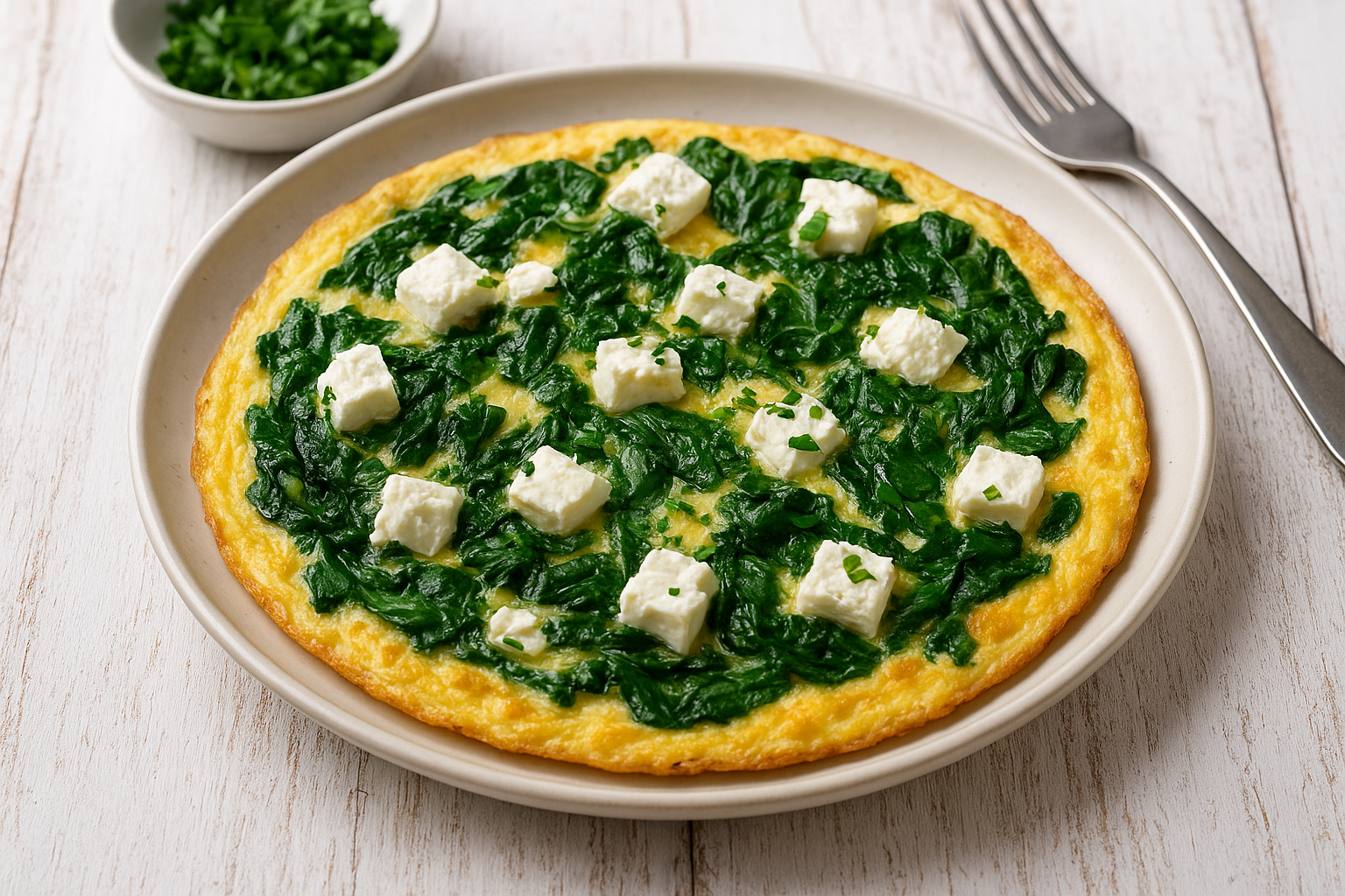 Omelette d'épinards et feta. 