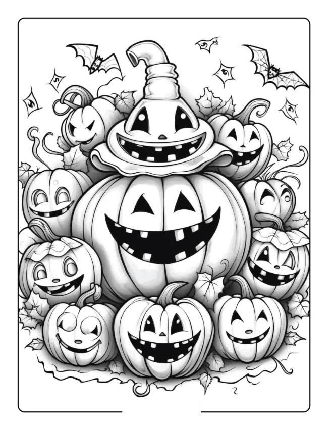 Plusieurs citrouilles à colorier