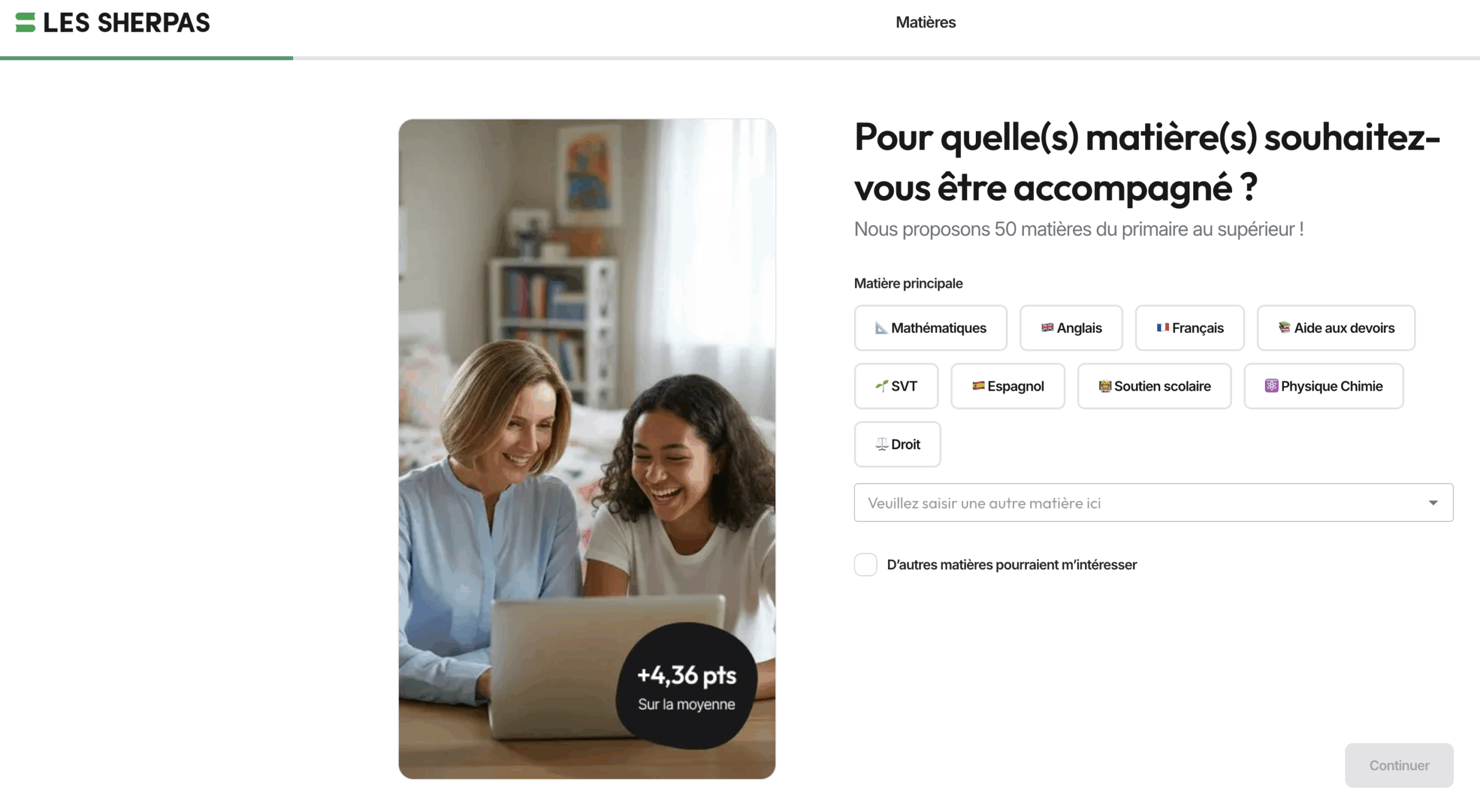 Capture d'écran de l'interface des Sherpas