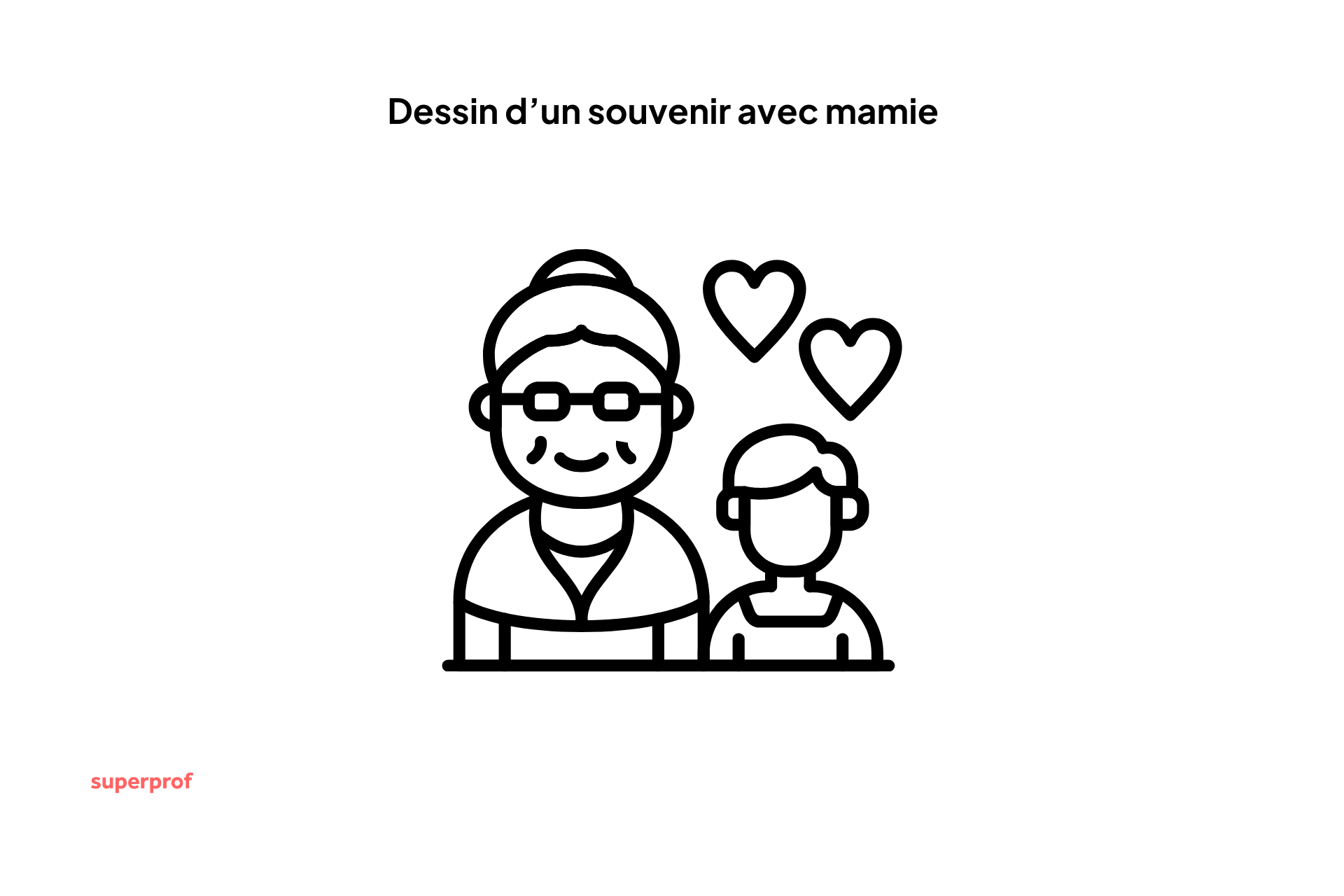 dessin d'une mamie et son petit-enfant