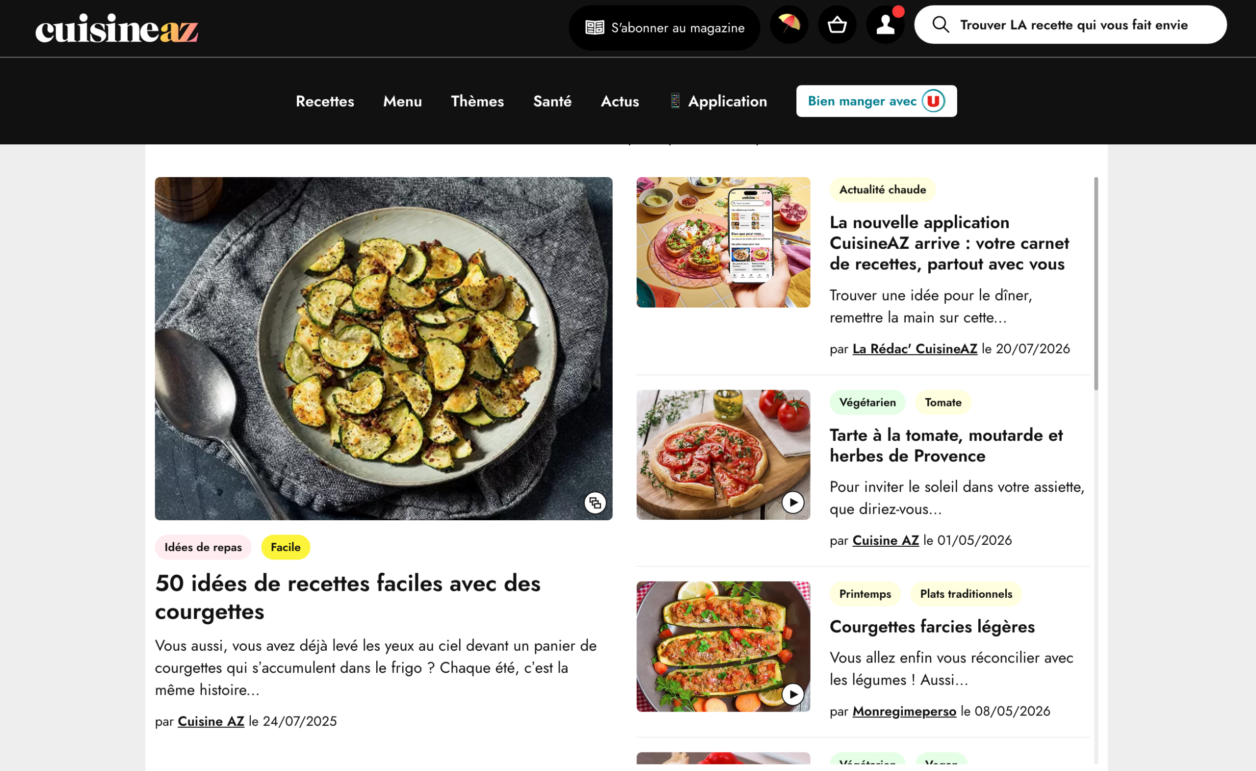 Page accueil Cuisine AZ