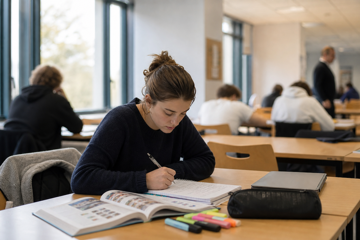 La salle de permanence ou le CDI permettent de travailler depuis le lycée
