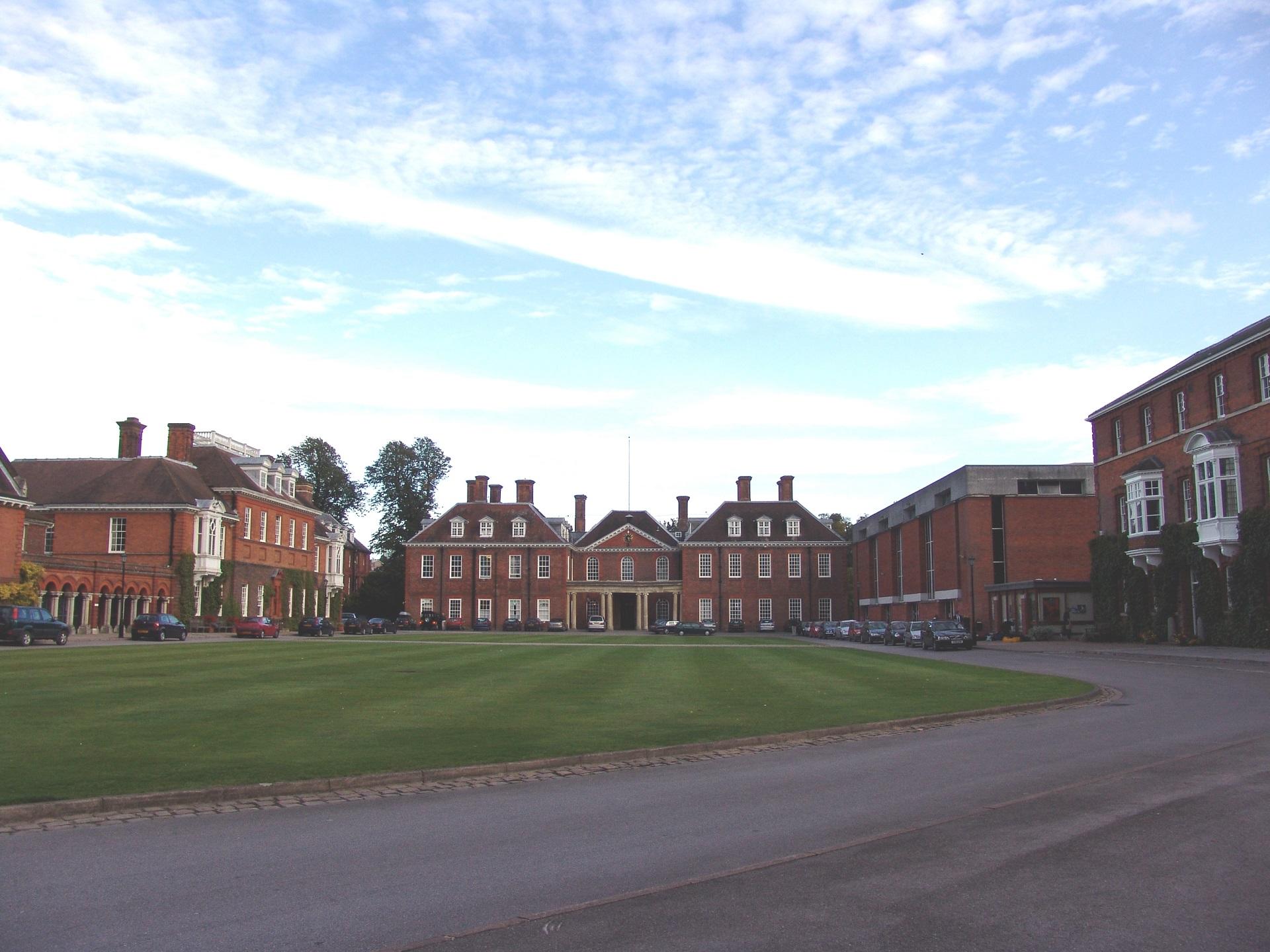 Marlborough Court, a green space surrounded by brick buildings