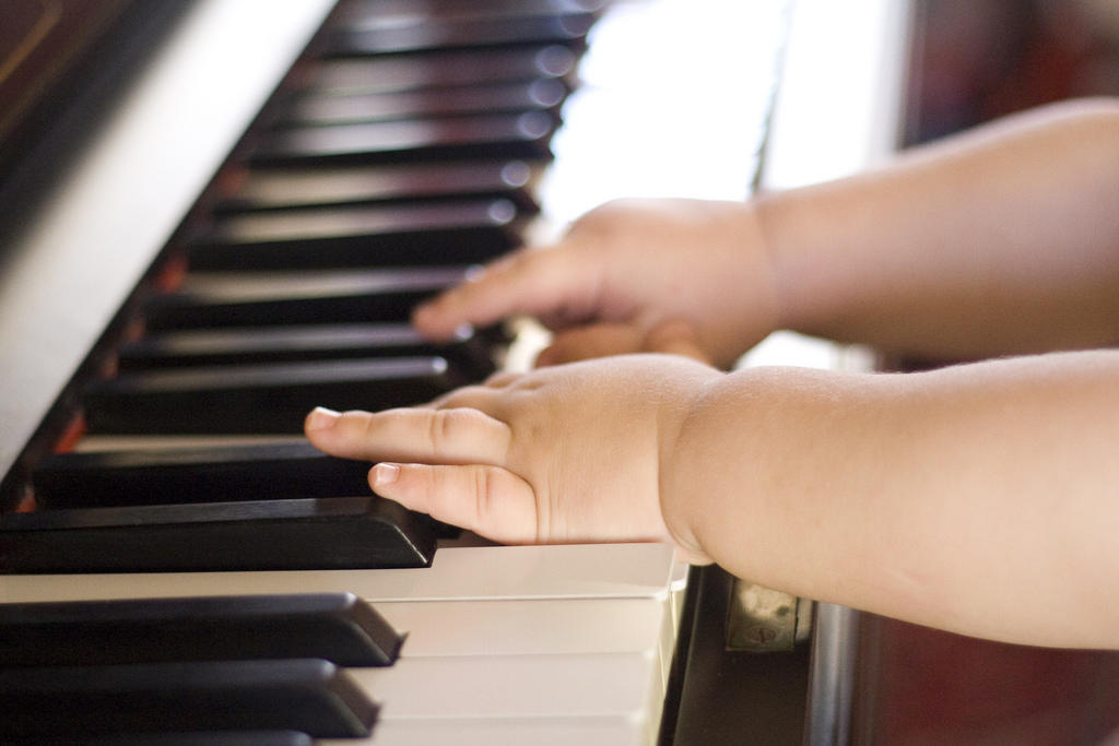 A young pianist at work