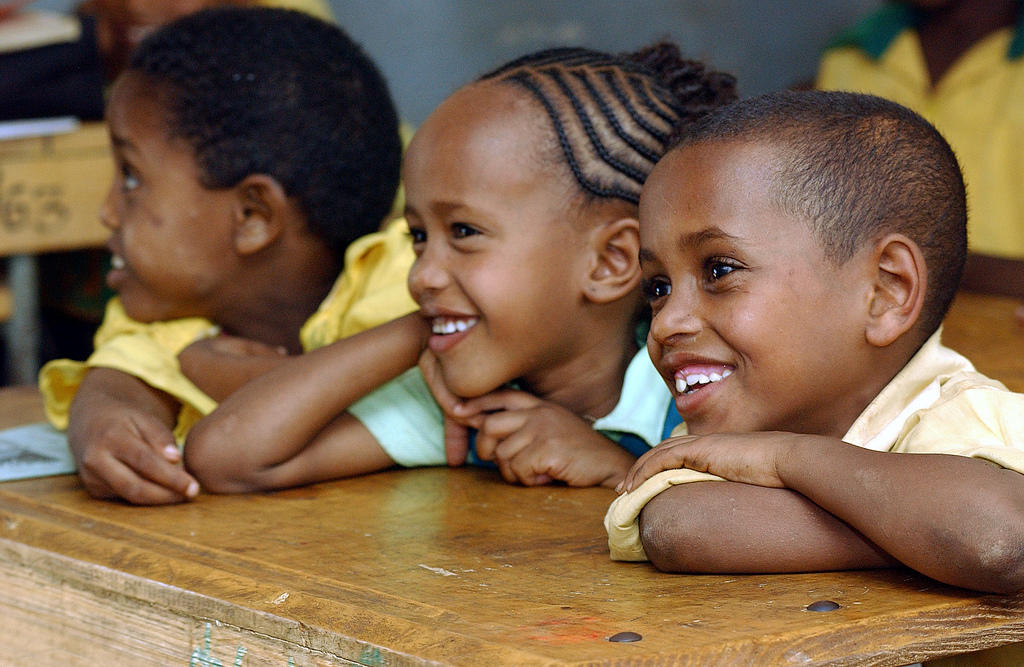 Primary school children in class, in Harar, Ethiopia.