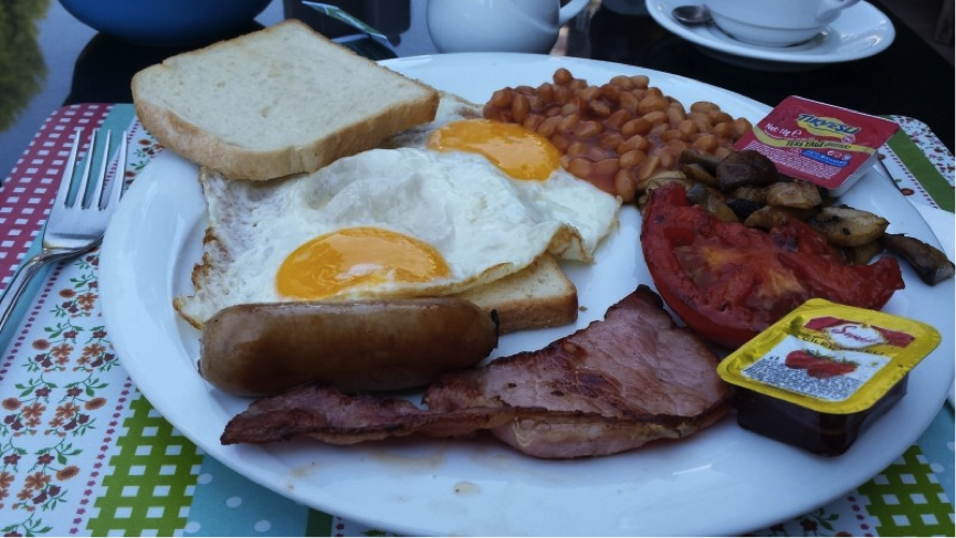 Visit England to better your English and try the English breakfast.