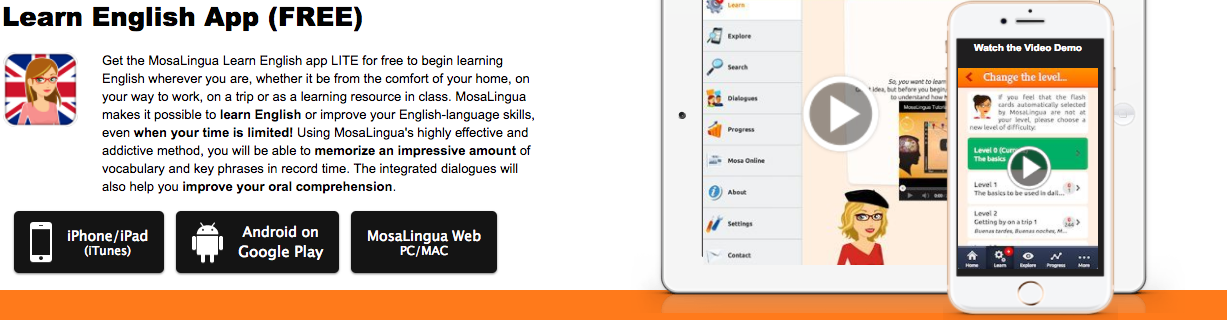 Download this app straight onto your phone or tablet to improve your level in English