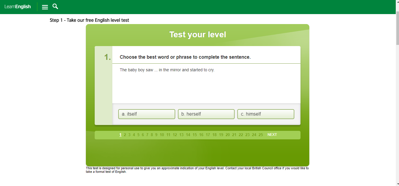 Where can I find an English level test?