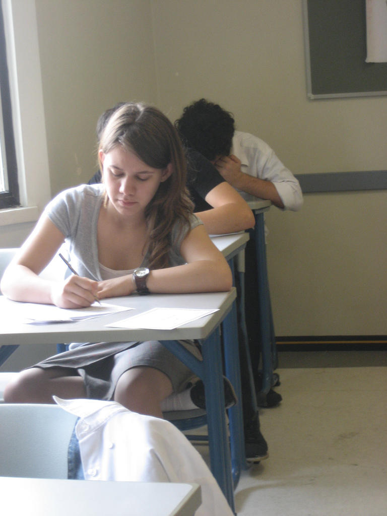 During exams, no talking or passing notes allowed.