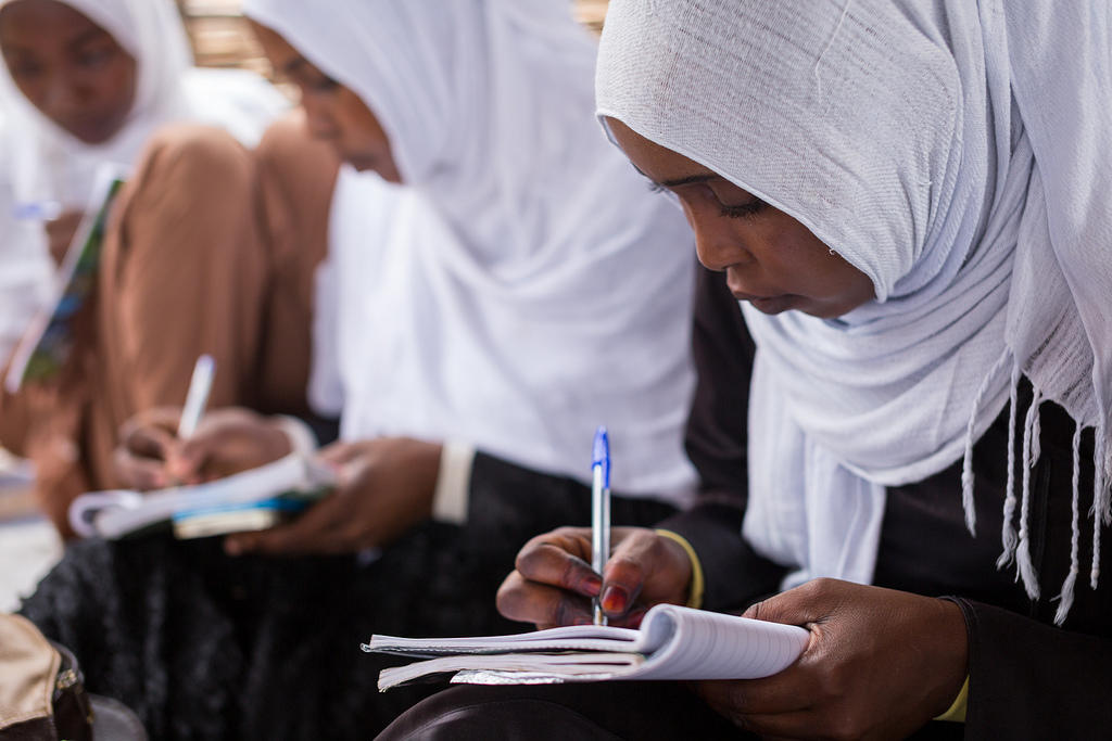 girl learning a language