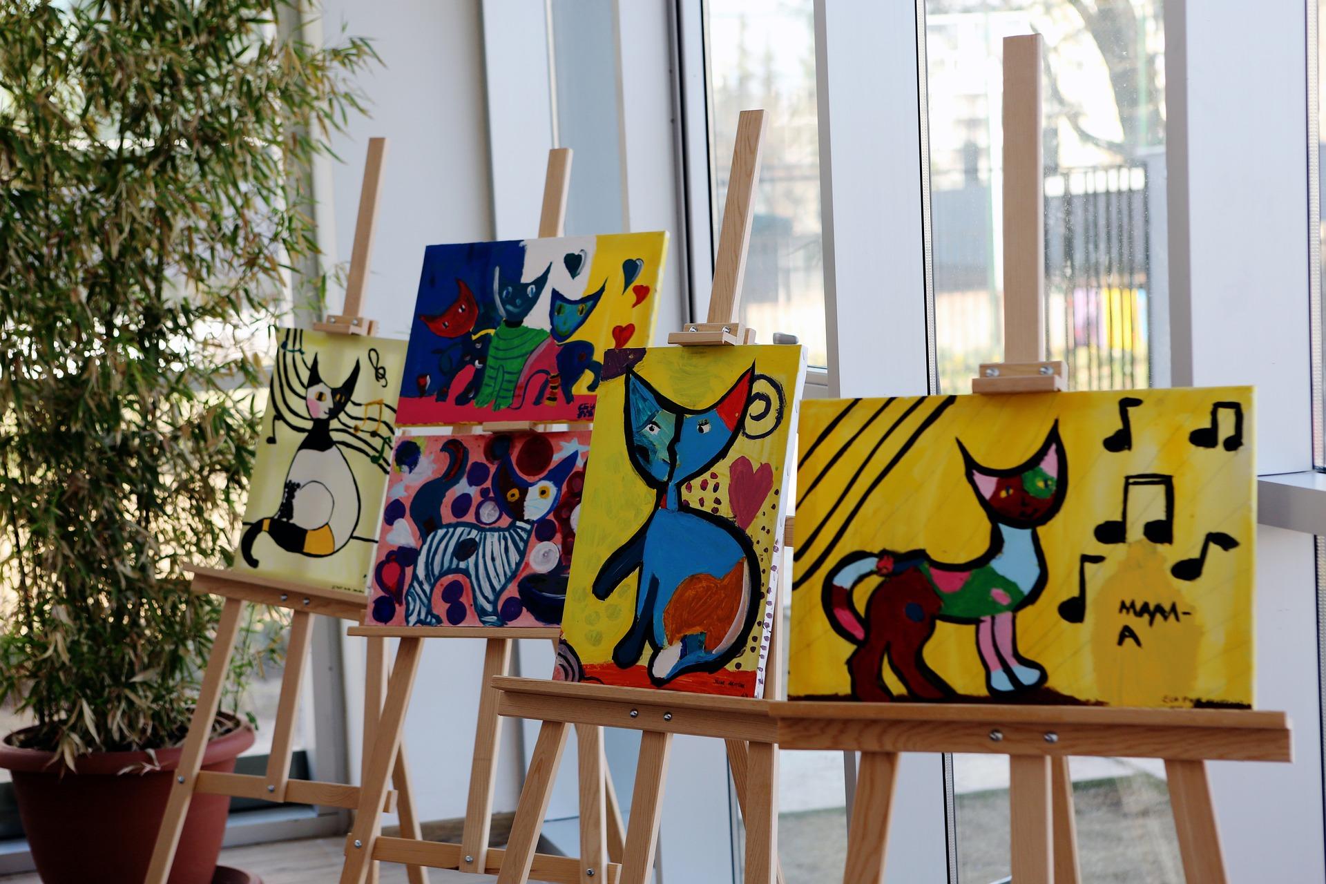 Draw a colourful cat, or anything you want, in your art class