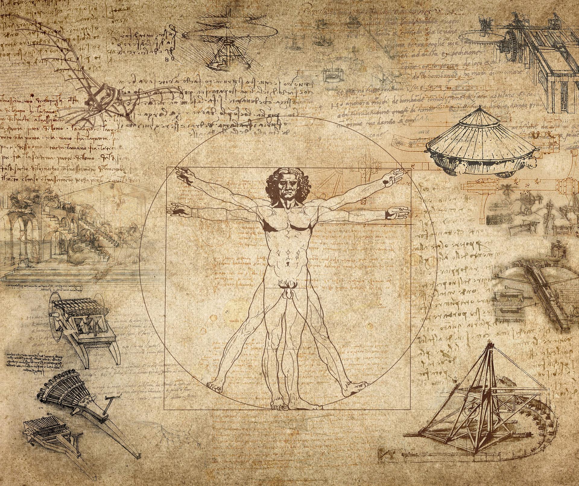 Vitruvian Man is drawn in perfect proportion